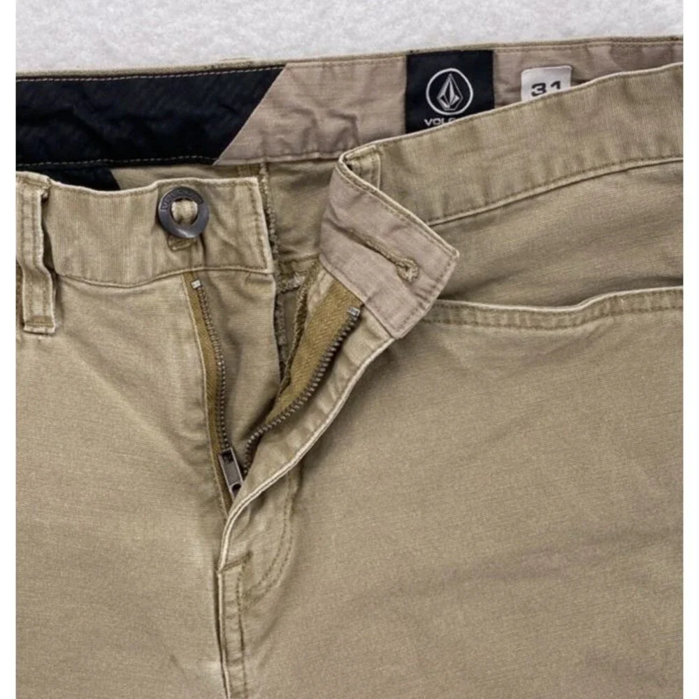 Volcom True To This Khaki Tan Stretch Skate Shorts Mens 31 Cutoff - Picture 4 of 12